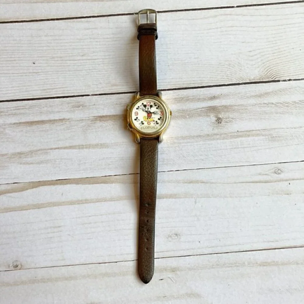 Lorus Vintage 1980's Disney Mickey Mouse Singing Watch with Leather Band